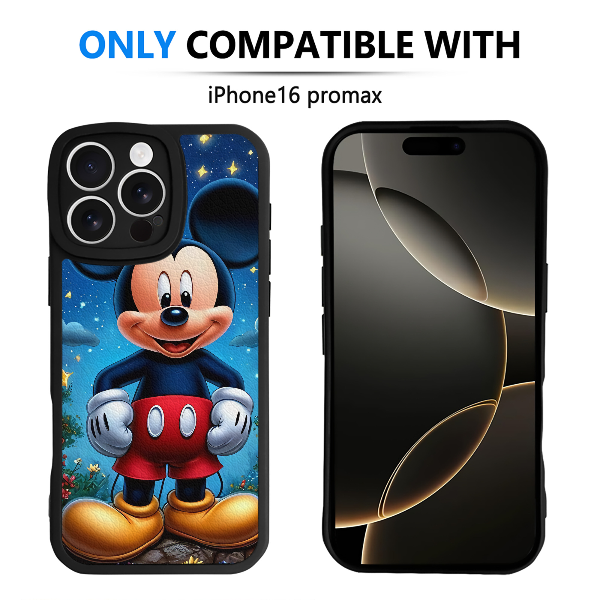 （画像用） ミッキーマウス Mickey Mouse 【iPhone 16シリーズ対応】シリコンスマホケース（レザー調） 材質：シリコン